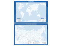 Фрагмент (демонстрационный) маркерный (двухсторонний) "Карта мира и Российской Федерации" (немая) с комплектом тематических магнитов - fgospostavki.ru - Дмитров