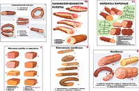 Плакаты ПРОФТЕХ "Ассортимент колбасной и мясной продукции" (11 пл, винил, 70х100) - fgospostavki.ru - Дмитров