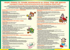 Таблица "Правила безопасности на уроках труда для девочек" (100х140 сантиметров, винил) - fgospostavki.ru - Дмитров