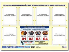 Стенд информационный "Основы безопасности жизнедеятельности" (80*110, 6 карманов) - fgospostavki.ru - Дмитров