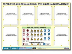 Стенд информационный "Правила техники безопасности в кабинете физики" (80х110, 6 карманов) - fgospostavki.ru - Дмитров