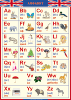 Таблица "Грамматика английского языка. Английский алфавит в картинках (с транскрипцией)" (100х140 сантиметров, винил) - fgospostavki.ru - Дмитров