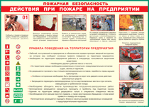 Таблица "Действия при пожаре на предприятии" (100х140 сантиметров, винил) - fgospostavki.ru - Дмитров