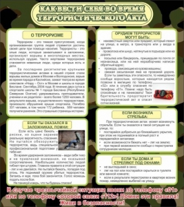 Стенд "Как вести себя во время террористического акта" - fgospostavki.ru - Дмитров