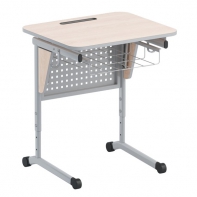 Стол ученический одноместный с перфорированной панелью, наклоном столешницы (0-24°) и корзиной - fgospostavki.ru - Дмитров