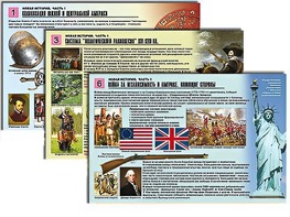 Комплект таблиц по истории "Новая история. Часть 1" раздаточные (цветные, ламинированные, А4, 6 штук) - fgospostavki.ru - Дмитров